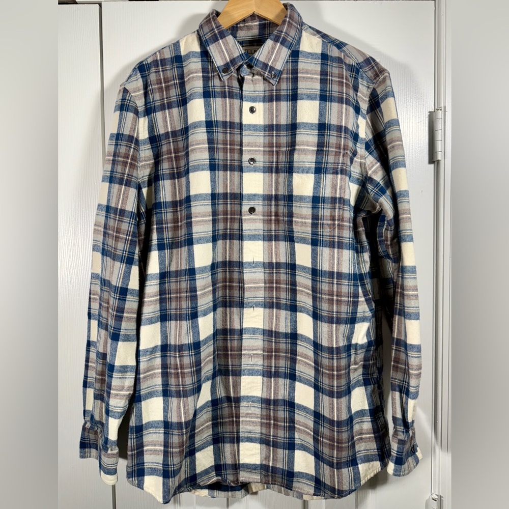 L.L. Bean Men's Plaid Flannel Shirt - Blue and Brown